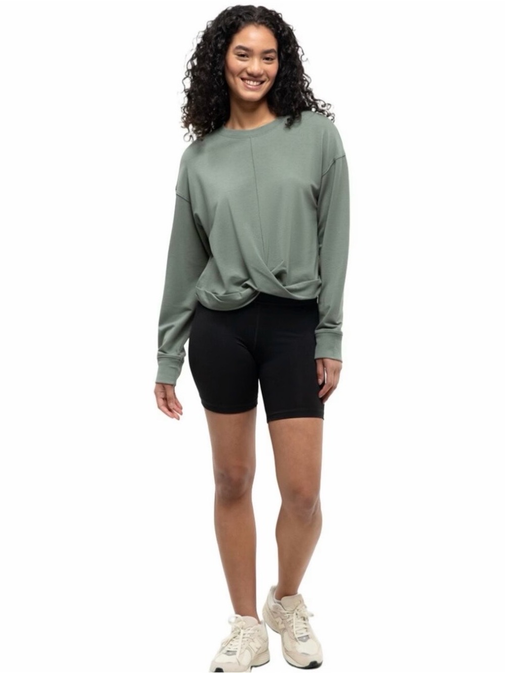 tentree Sage Green Pullover with Leather Logo Tab